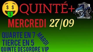 PRONOSTIC QUINTE DU JOUR MERCREDI 27 SEPTEMBRE 2023 PMU [upl. by Nosaj]