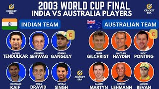 2003 WORLD CUP FINAL💥💥 INDIA VS AUSTRALIA TEAMS 💥💥 [upl. by Martinsen227]