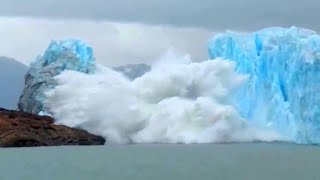 INCREDIBLE COLLAPSE triggered by glacier calving in Perito Moreno Patagonia Argentina  Glacier [upl. by Morganne417]