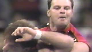 Mountie Jacques Rougeau vs Reno Riggins WWE WWF wrestling [upl. by Hobbie]