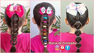 Penteado Infantil com amarração e tranças fáceis para escola [upl. by Assilat]