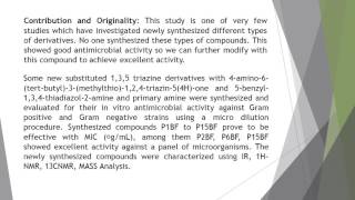 Synthesis and Study of 124 Triazine and Thiadiazoles Based Derivatives of S Triazine as Antimicrob [upl. by Raclima]