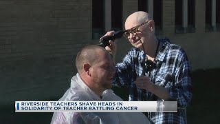 Riverside Teachers Shave Heads In Solidarity Of Teacher Battling Cancer [upl. by Rahs]