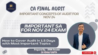 MustDo SA amp PE Topics for Your Nov 24 Exam  How to Cover Audit in 15 Days [upl. by Natsreik]