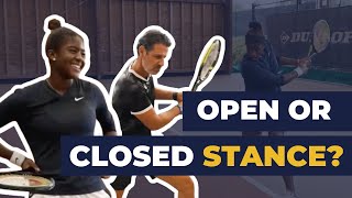 Should you have an open or closed stance  Tennis Tips with Patrick Mouratogou [upl. by Anahsor]