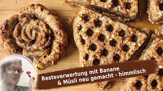 Resteverwertung Banane  Waffeln  Müsli so einfach schnell amp gesund Einfach himmlisch [upl. by Kantos]