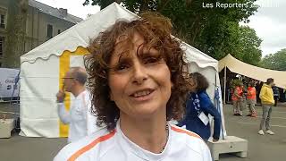 Claire Supiot  Nageuse  Relayeuse de la Flamme des JO de Paris 2024 à Angers [upl. by Acisej]