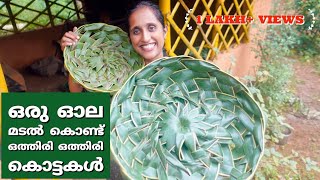 how to make coconut leaf basket❤kerala village women making basket with coconut leaf [upl. by Enahpets502]