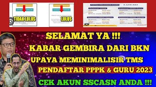 CEK SSCASN BESOK  KABAR GEMBIRA BKN UPAYA MEMINIMALISIR TMS PENDAFTAR PPPK GURU 2023 P2 P3 P4 [upl. by Otti837]