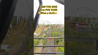 Viral SAW THE RIDE Thorpe Park😻😾🌈First POV i360 x48kshorts [upl. by Ahsitruc]