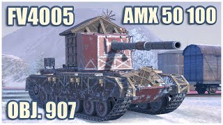 FV4005 Object 907 amp AMX 50 100 • WoT Blitz Gameplay [upl. by Ecirtel]