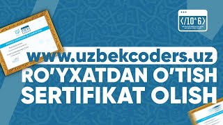 Bir million dasturchidan uzbekcoders royxatdan otish va SERTIFIKAT olish [upl. by Ariaet91]