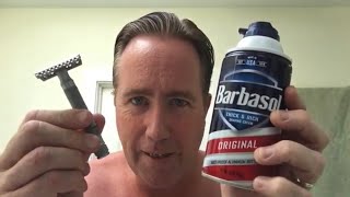 Vintage Barbasol Safety Razor and Modern Barbasol Shaving Cream [upl. by Alol712]