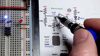 Non Inverting Op Amp Comparator demo Circuit using LM358 Operational Amplifier [upl. by Adabelle]