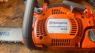 Husqvarna 445 Chainsaw First start in 10 years [upl. by Ariuqahs]