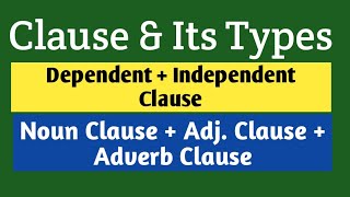 Clause and its types  Clause and types of clauses  Dependent Clause  Independent Clause [upl. by Enneibaf67]