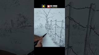 HOW TO DRAW FENCE BARBED WIRE FENCE drawing scenery shortvideo [upl. by Atsirak]