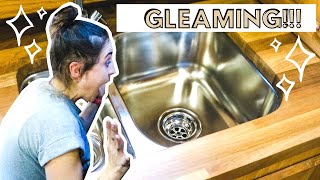 How to Restore a Stainless Steel Kitchen Sink  Remove Scratches amp Polish it to NEW again [upl. by Reinwald820]