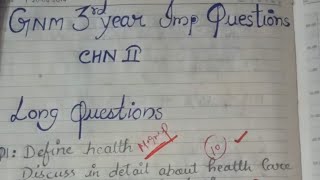 GNM 3rd year CHN 2nd important questions NGMedicals [upl. by Pia]