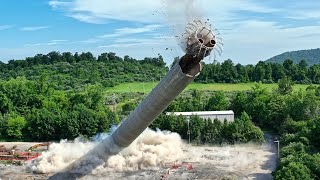 EXPLOSIVES DEMOLITION  Covanta Chimney [upl. by Waldon97]