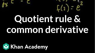 Quotient rule and common derivatives  Taking derivatives  Differential Calculus  Khan Academy [upl. by Bertelli]