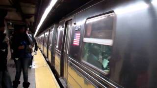 MTA IND 6 Av Bklyn bound R68 D train lead car 2874 CI set departing 34 St [upl. by Anilocin784]