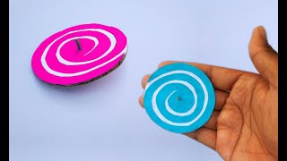 How to make cardboard spinning top  Cardboard spinner  paper toys [upl. by Dupuis]