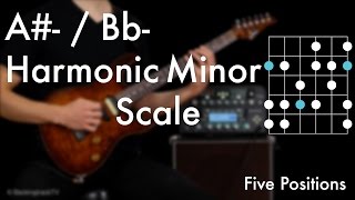 A  Bb Harmonic Minor Scale  Five Positions [upl. by Hanonew198]