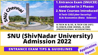 SNU Chennai Entrance Exam 2022  Entrance Exam Details [upl. by Yarw]