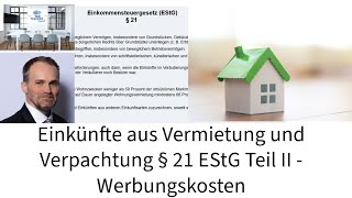 Einkünfte aus Vermietung und Verpachtung Teil II im Lernfeld 8  Werbungskosten [upl. by Tega446]