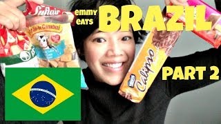 Emmy Eats Brazil part 2  tasting more Brazilian treats [upl. by Naellij]