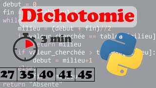 La recherche dichotomique  NSI Terminale [upl. by Eilime486]