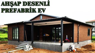 AHŞAP DESENLİ PREFABRİK EV 🏠🏠 DETAYLI 110m² 31 EV TURU 🏠🏠 evturu prefabrikev prefabrik [upl. by Ahsatin]