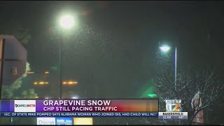 11 pm Grapevine snow CHP continues escorting traffic [upl. by Aseena484]