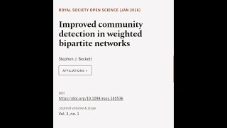 Improved community detection in weighted bipartite networks  RTCLTV [upl. by Ecinue153]