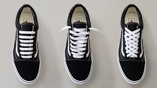 How To Lace Vans Old Skools 3 Ways w ON FEET  Top Shoe Lace Styles [upl. by Kenon]