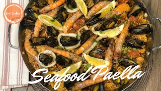 Seafood Paella with ChorizoSeafood Paella RecipeGet Cookin [upl. by Tessy]