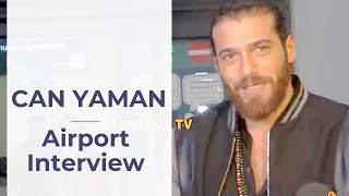 Can Yaman ❖ Airport interview ❖ Kivanc Tatlitug Spain Travel plans Royalties ❖ English ❖ 2019 [upl. by Aiket915]