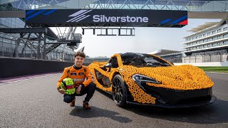 Lando Norris drives a real life sized LEGO McLaren P1 on the Silverstone Circuit [upl. by Avle]