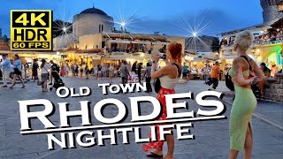 Rhodes Old Town Nightlife Bars Restaurants in 4K 60fps HDR UHD 💖 The best places 👀 Walking tour [upl. by Butte]