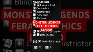 Monster Legends Leaked Feral Era Mythics Coming Soon [upl. by Nnaycnan]