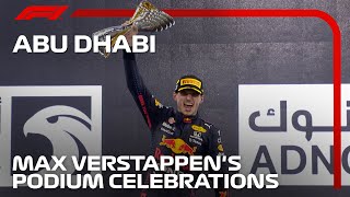 Verstappen Celebrates Maiden Title Win On Podium  2021 Abu Dhabi Grand Prix [upl. by Almap]