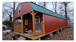 DERKSEN SHED 16X50 puts family in tent for 2 weeks to make tiny home [upl. by Hyacintha]