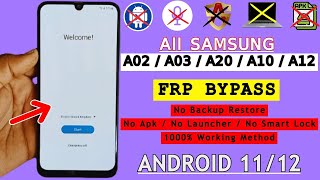 Samsung A20A02A03A10A12 FRP Bypass New Method 2024  1 Click Google Account Bypass Android 1112 [upl. by Rexanna]