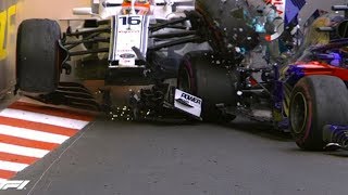 CHARLES LECLERC TERRIBLE CRASH WITH HARTLEY AT F1 MONACO GP 2018 [upl. by Elleral970]