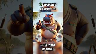 🐊Crocodiles vs Hippos 🦛 aiaigeneratedcartoonepicbattlecrocodilehippo [upl. by Yessej]