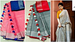 Latest Linen Sarees with PriceNew Arrival of Linen sarees Collection 2020Siri Designers [upl. by Smoht]