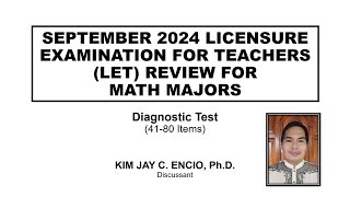 SEPTEMBER 2024 LEPT REVIEW FOR MATH MAJORS Diagnostic Test 4180 [upl. by Nairrad]