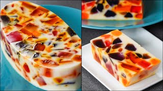 Broken Glass Jelly Pudding  Easy NoBake Jelly Dessert  Milk amp Jelly Pudding Dessert  NOven [upl. by Schuler]