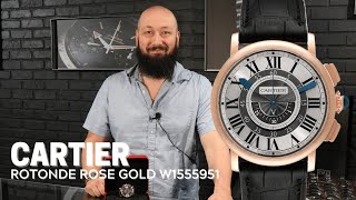 Cartier Rotonde Rose Gold Slate Dial Mens Watch W1555951 Review  SwissWatchExpo [upl. by Lucho270]